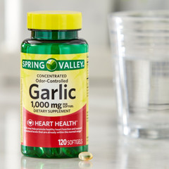 Spring Valley Odor-Controlled Garlic Softgels Dietary Supplement, 1,000 Mg, 120