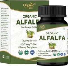 ORGANIC SPREE Alfalfa 120 Tablets – Medicago Sativa Harb – USDA Organic Cetified