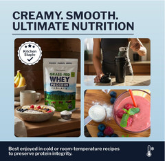Grass-Fed Whey Isolate Protein Powder, Unflavored, 1 lb, 28g Protein
