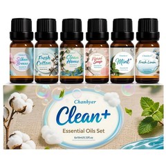 Clean Essential Oils Set 6 x 10ml–Fresh Linen, Mint,Clean Home,Silken Bree