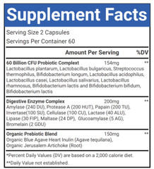 60 Billion Probiotics Immune System Boosting Supports Digestive Health 120 Cap