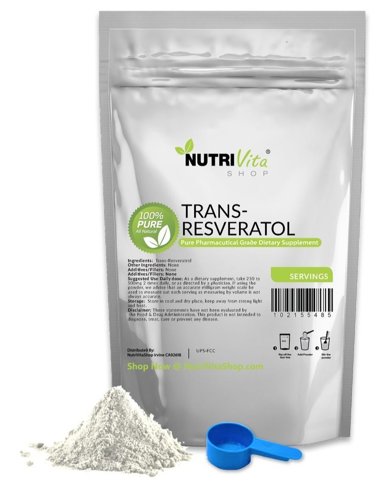 500g 1.1lb 100% PURE Trans Resveratrol Anti-Aging Powder KOSHER/USP GRADE