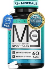 Spectrum 5 Magnesium Complex 500mg 5-in-1 Glycinate Citrate Malate 72 Minerals