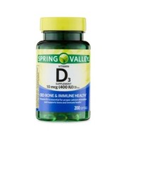 Spring Valley Vitamin D3 Supplement 10 mcg (400 IU) 200 Softgels