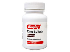 Rugby Zinc Sulfate 220 mg Tablets Dietary Supplement – 100 Tablets