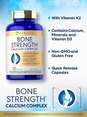 Carlyle Bone Strength Calcium Complex 120 Capsules | Vitamin D3, K2, Magnesium