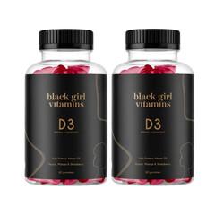 2-Pack Black Girl Vitamins D3 Gummies – Vitamin D3 Support Gummies – 120 Gummies