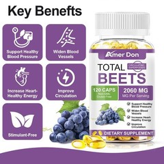 Total Beets Circulation Superfood Beet Root with Blood Pressure Support 120Cpas