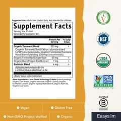 Extra Strength Turmeric Supplement Curcumin Ginger Probiotics 60 Count