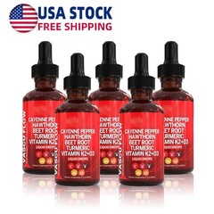 Cayenne Pepper Hawthorn Beet Root Turmeric Vitamin K2+D3 Liquid Drops 60ML