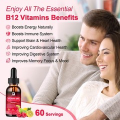 Vitamin B Complex Vegan Liquid Drops B9, B12 & Vitamin D3 for Men and Women