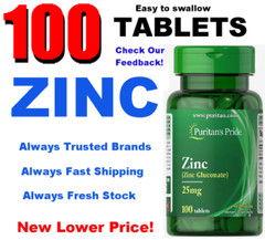 ZINC 🔥 25 mg Puritan’s Pride 100 SERVINGS ⭐️⭐️⭐️⭐️⭐️ QUALITY 🔥 USA SELLER