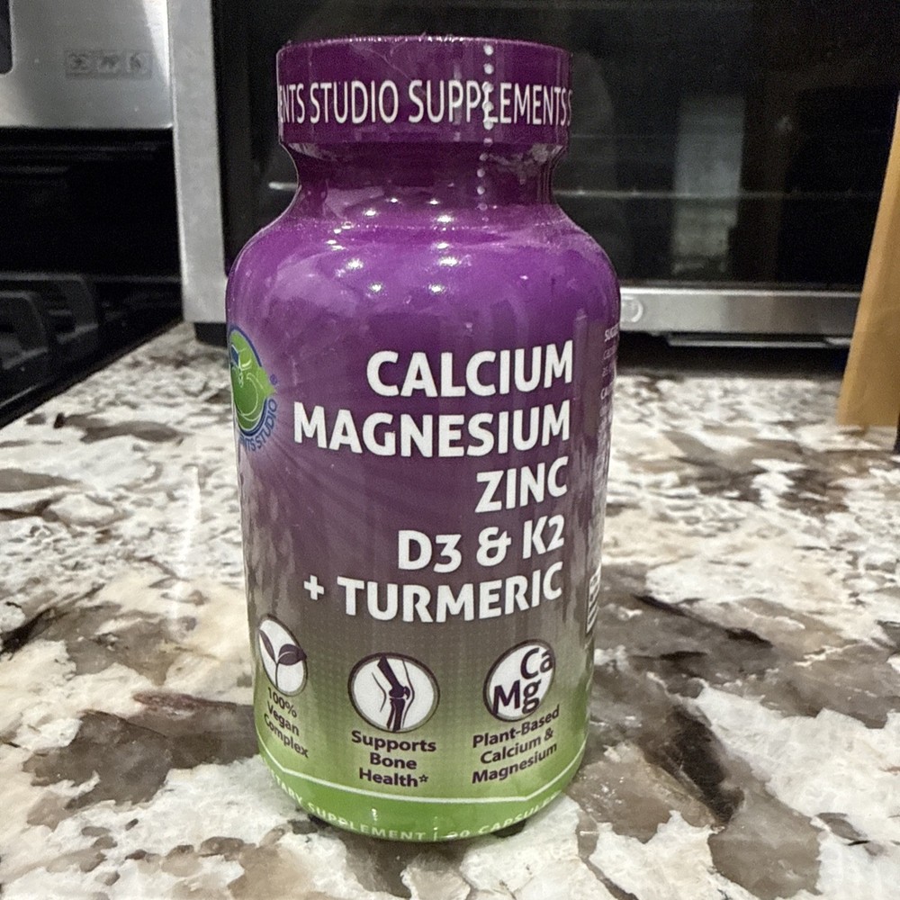 Supplements Studio Calcium Magnesium Zinc D3 K2 Joint 120 Caps+Tumeric Tamarind