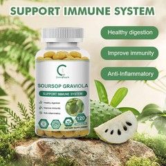 120pcs Soursop Graviola Extract Capsule 1000mg Support Immune Health PureNatural