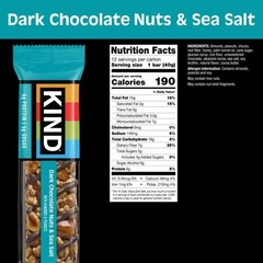 KIND Healthy Snacks Bars, Dark Chocolate Nuts & Sea Salt, Gluten Free, Low Sugar