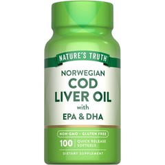 Norwegian Cod Liver Oil | 100 Softgels | with EPA & DHA | Non-GMO & Gluten Fr…