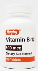 Rugby Vitamin B-12 – 500 mcg – 100 Tablets – Expiration Date 08-2025