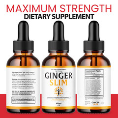 Ginger Slim Drops Maximum Overall Wellness Health Support Made in USA (5 Pack)