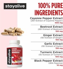 Cayenne Pepper Capsules, 6-in-1 Capsicum Blend W/ginger, Garlic, Turmeric, Beet
