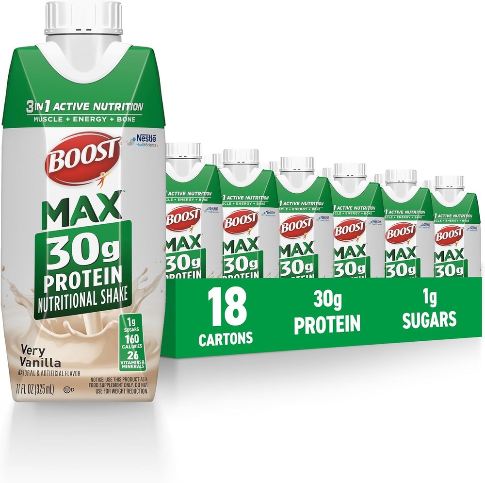 BOOST MAX Protein Shakes Ready to Drink – 30g High Protein Shake – Vanilla | Nut