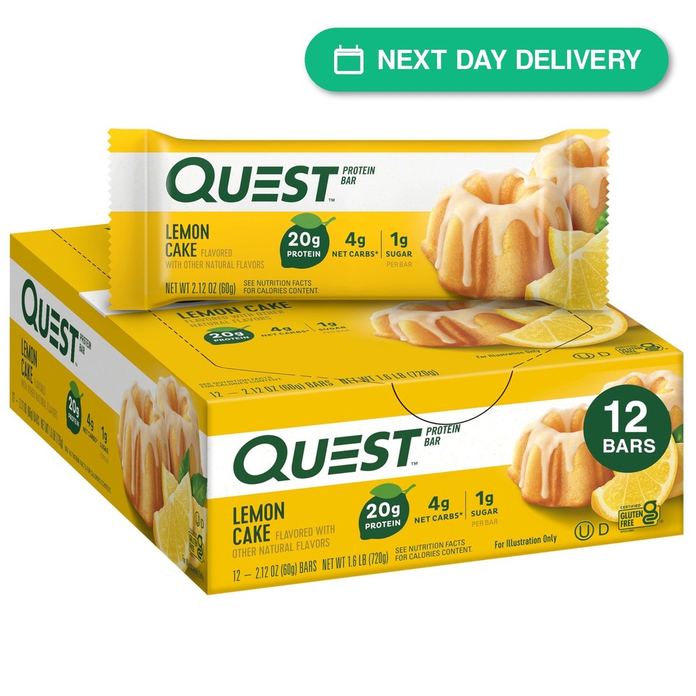 Quest Nutrition Lemon Cake Protein Bars 20g Protein Low Carb Gluten Free Keto