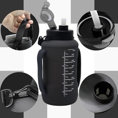 LELExilan 64oz Foldable Silicone Water Bottle with Straw, 64 Ounces, Black