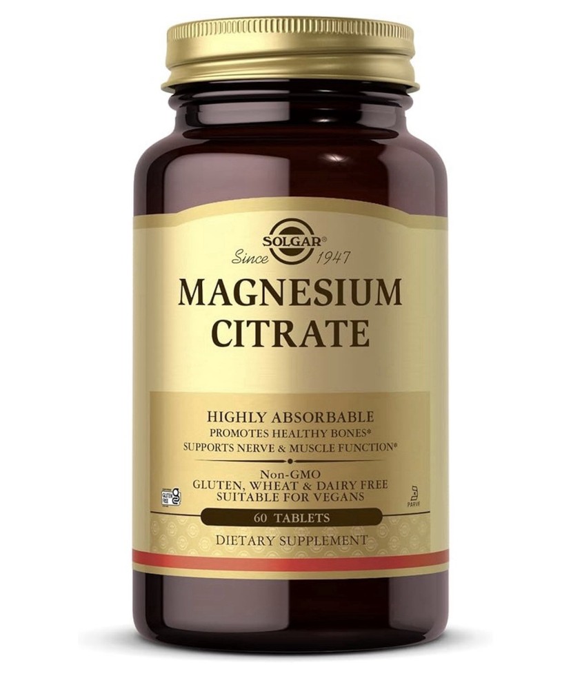 Solgar Magnesium Citrate Mineral Tablets – 60 Count Exp 11/2027