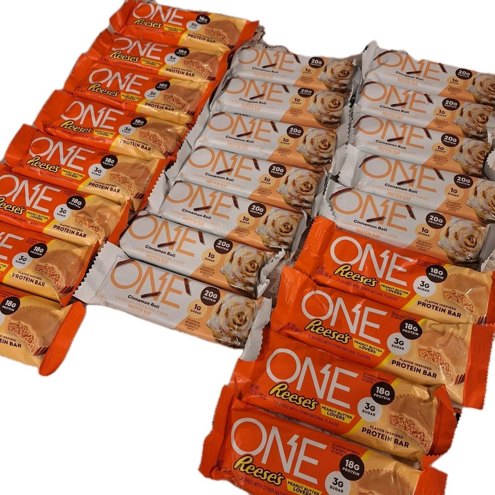 24 ONE Protein Bars Reeses Peanut Butter Cup Lovers Cinnamon Roll 9/2026+