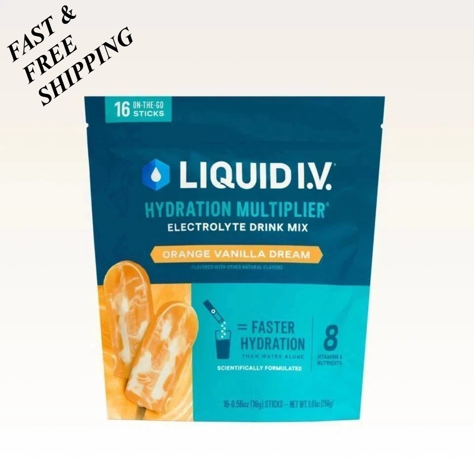 2 PCS-Liquid I.V.Hydration Multiplier Orange Vanilla|Electrolyte Powder 16 Servs