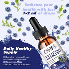2*60ML Potassium Magnesium Supplement with Magnesium, Calcium, Vitamin D3, Zinc