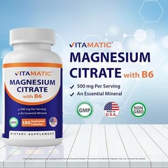 Magnesium Citrate 500Mg per Serving – 180 Vegetarian Capsules (Provides 150 Mg o