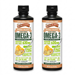 Barlean’s Plant Based Omega-3 Algae Oil, Ginger Peach, 630 mg – LOT OF 2