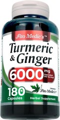 FITO MEDICS Tumeric and Ginger Supplement 6000mg 180 Capsules High Absorption