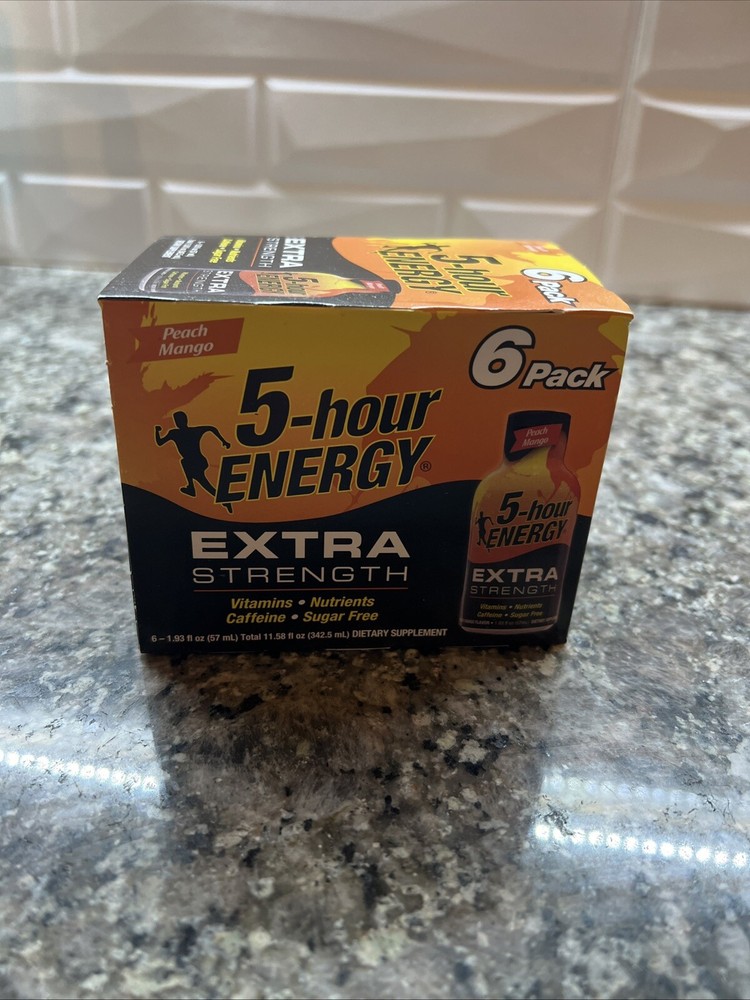 5 Hour Energy Shot Extra Strength Peach Mango 6 Count 1.93oz Each Exp 05/2025