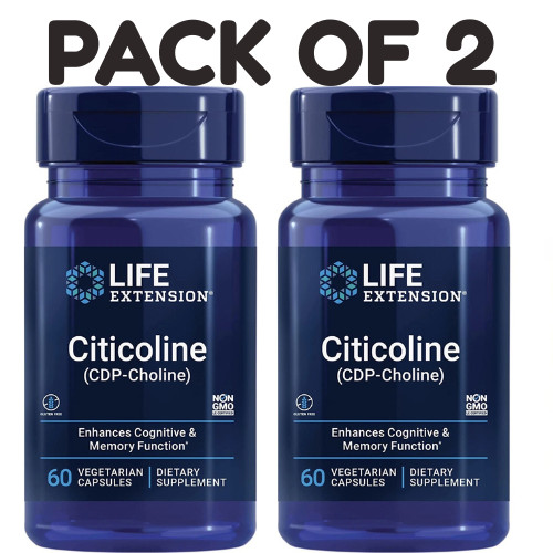 Life Extension (CDP-Choline) Brain Support – 60 Vegetarian Capsules – Pack of 2