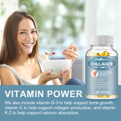 Collagen Bone Complete – Calcium, Magnesium,Vitamin D3,K2 – Bone & Muscle Health