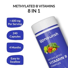 UpNourish Methylated B Complex Vitamins for Men and Women 240 Veggie Capsules