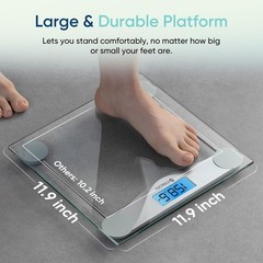 Digital Body Weight Scale – Large Blue LCD, High Precision, Tempered Glass, 400