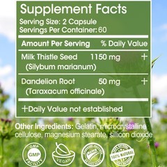 Organic Milk Thistle Extract 20,000 mg Strength, 200 Vegan Capsules