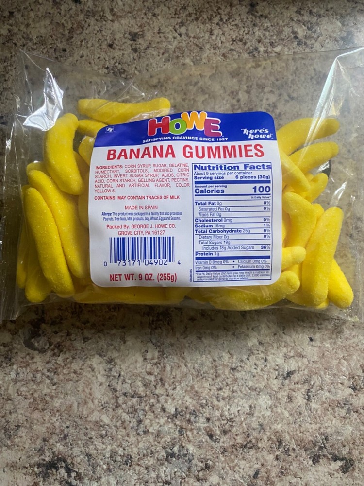 howe banana gummies 9oz candy 2 pack