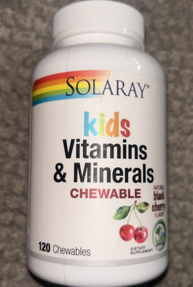 Solaray | Kid’s Vitamins & Minerals | 120 Chewables (Black Cherry Flavored)