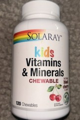 Solaray | Kid’s Vitamins & Minerals | 120 Chewables (Black Cherry Flavored)