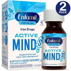 Enfamil Fer-In-Sol Iron Drops 50mL Active Minds Baby Supplement 0-24 Months 2Pk