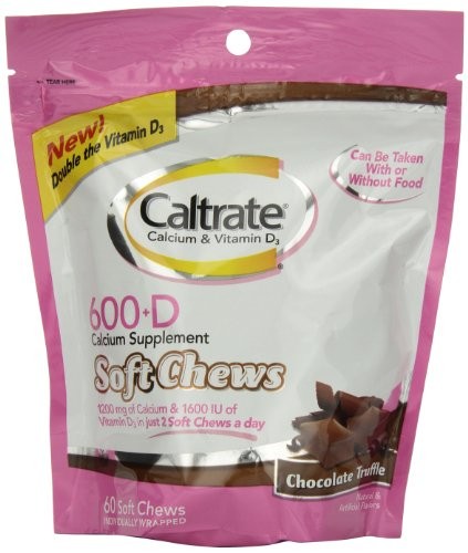 5 Pack Caltrate Calcium Vitamin D Soft Chews Chocolate Truffle 60 Each