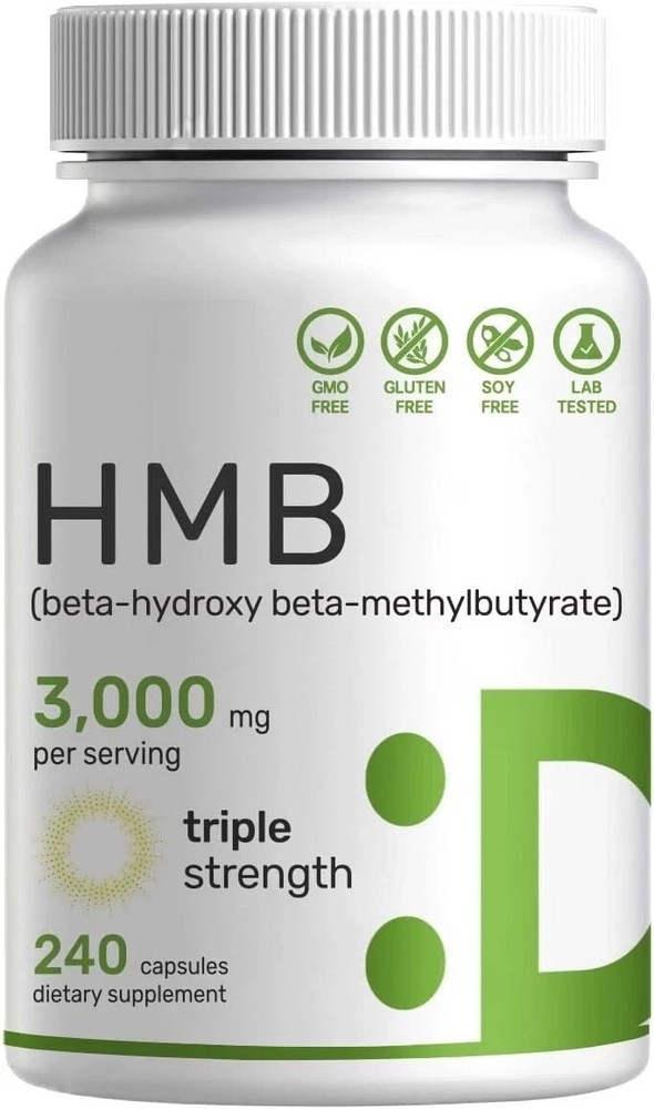 Triple Strength HMB 3000mg Per Serving, 240 Caps Non GMO/Gluten Free New Sealed