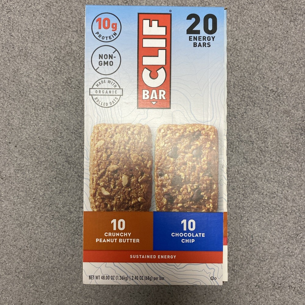 Clif Bar Variety Pack 2.4oz, 20ct. – Sustained Energy- 10 G Protein- Non-GMO