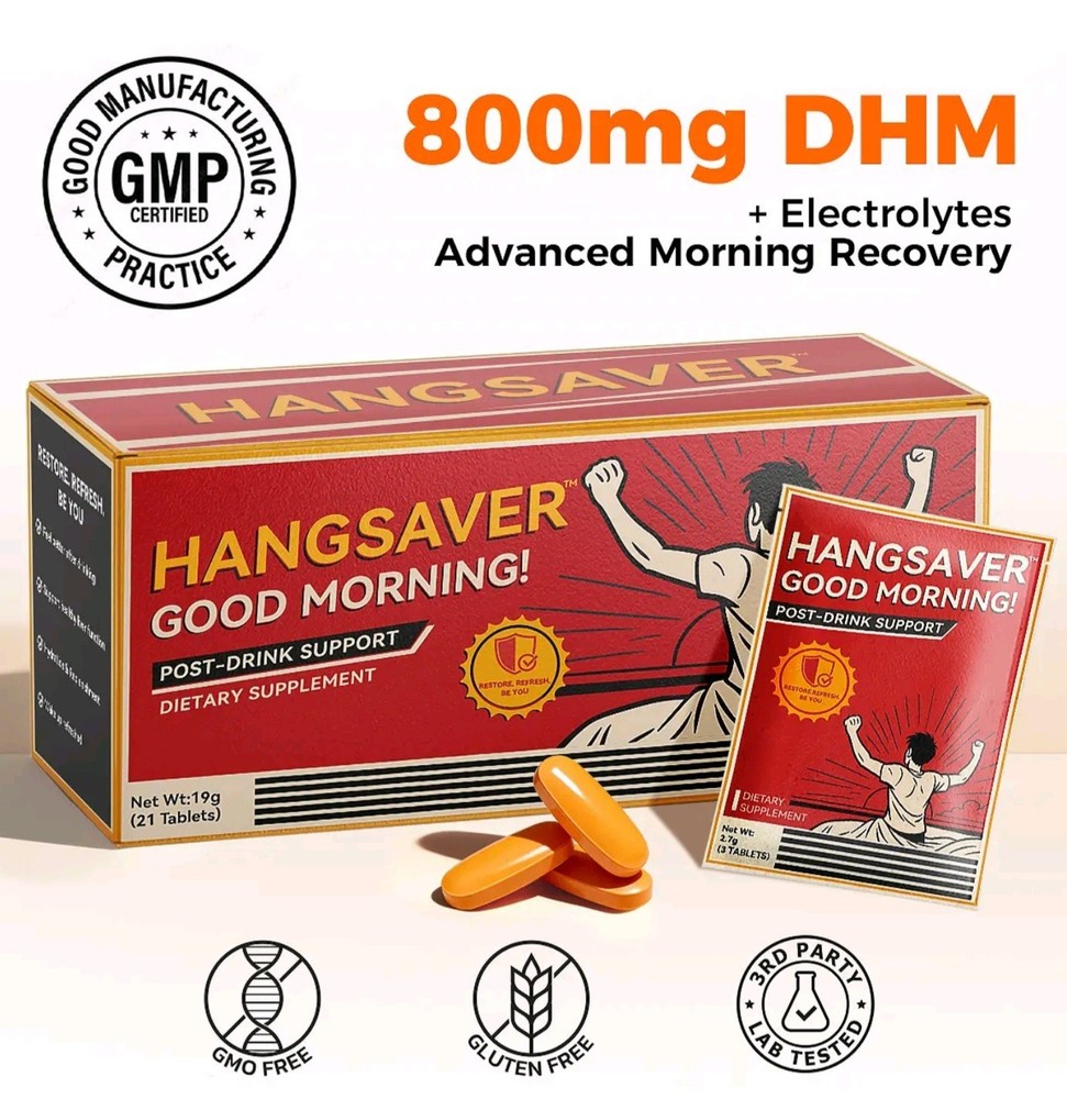 800mg DHM Hangover Pills + Electrolytes – Fast Recovery Support 21ct