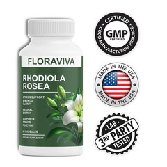 5-Pack Rhodiola Rosea Capsules Focus, Floraviva for Energy, – Mood