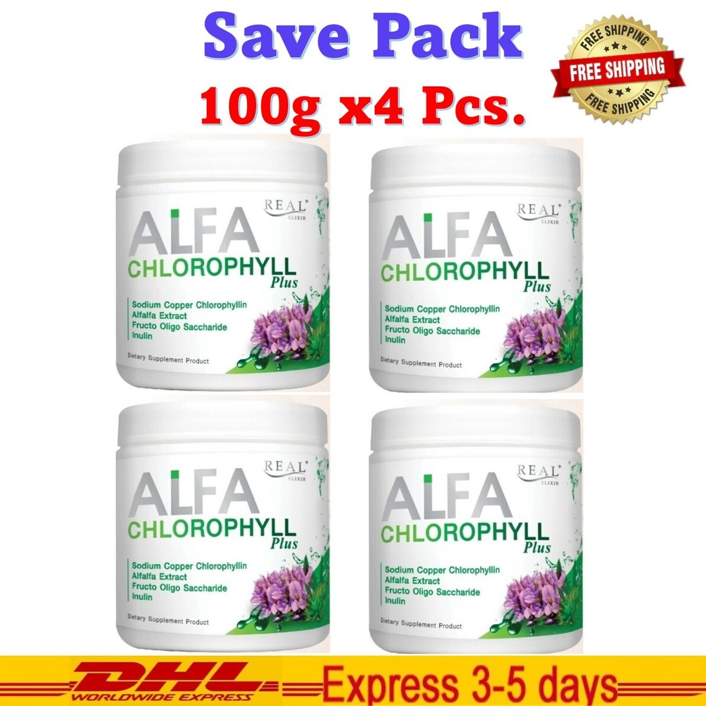 4x Real Elixir Alpha Chlorophyll Plus Fiber Detoxification Dietary Supplement