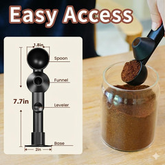 Coffee Scoop with Funnel for Ground Coffee, Protein Powder & Tea, for Reusabl…